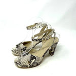 Hobbs London Snake Leather Vivienne Heeled Sandals Size 37 / US 6 Brown Photo 1