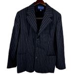 Ralph Lauren Vintage  Blue Label Striped Blazer Notch Lapel Pocket Wool Navy 12 Photo 1