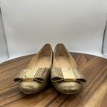 Tory Burch Chase Nappa Leather Metallic Gold Flats Logo Designer Women's 5M Photo 3