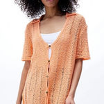 Free People Free People Soda Pop Crochet Cardigan Sweater Sz S in Orange Photo 0