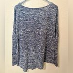 Umgee  S Blue White Heathered Knit Asymmetrical Sharkbite Hem Tunic Top Boho Photo 3