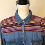Forever 21 Chambray Multicolor Spiked Snap Button Down Shirt M Photo 3