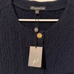 Adrianna Papell Textured Navy Button-Up Vest Photo 1