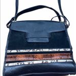 Sam Edelman Terri flap black leather snakeskin detail hand bag/purse Photo 6