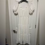 ASTR The Label White Puff Sleeve Tiered Gauzy Midi Dress Photo 11