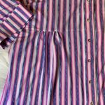 Peter Nygard Nygard stretch striped button front tunic top roll tab sleeves size large Photo 8