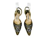 Manolo Blahnik  Olive Green Satin Crystal Jeweled Luxury Slingback Heels 39.5 Photo 1