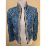 J.‎ CREW QUILTED EMBELLISHED COLORFUL Full zip JACKET WOMEN'S SIZE 0 BLUE FLORAL Photo 1
