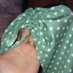 Green polka dot tank top size large crunched shoulders green and white s… Photo 2