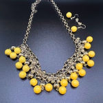 Paparazzi Sunny Yellow and Silver Bead Necklace and Earring Set Photo 0