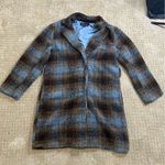 Rachel Zoe Los Angeles New York Women’s Medium Brown/Blue Plaid Wool Trench Coat Photo 0