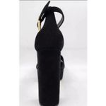 Good American Platform Block Heel Black Suede Ankle Strap Chunky Sandal 10.5 NEW Photo 6