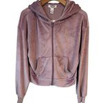 Refuge Hoodie Jacket Womens S Purple Velour Velvet Full Zip Rinestone REBEL NWT Photo 0