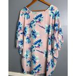 Adrienne  Pink and Blue Floral Blouse Flowy Tunic Medium Photo 2