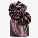 ZARA  VOLUMINOUS FLOWER MINI DRESS STRAPLESS SHIMMER SHINNY BROWN SIZE XS NEW Photo 11