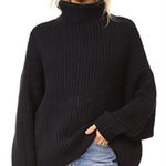 Free People  Swim Too Deep Sweater Womens Size Small Black Oversize Knit Pullover Photo 0