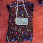 SheIn Black Floral Embroidered Mini Dress with Bag Photo 1