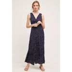 Anthropologie Tallulah Wide-Leg Jumpsuit 4 Petite Navy Blue Polka Dot Romper Photo 2
