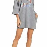 Puma glam oversized gray with metallic print hooded sweatshirt dress size medium Photo 0