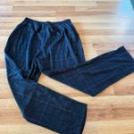 LuLaRoe  Black Plaid Wide Leg Pants Women's Size L Cozy‎ Stretch Pull-On Trousers Photo 4