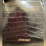 Nine West Glossy Black Croc-Embossed Shoulder Bag Photo 5