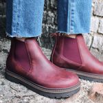 Birkenstock Stalon Burgundy Nubuck Leather Ankle Boots Photo 0