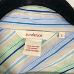 Sundance ‎ Stripes Button Front And Back Pleated Shirt Sz L Photo 1