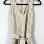 Anthropologie DREW x Striped Khaki Linen Blend Cropped Jumpsuit XS Photo 4