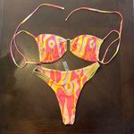 SheIn Printed Pink/Yellow/Purple/Peach/Gold Bikini Swimsuit Size M Photo 0