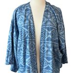 Wrangler  Retro Women's Short Sleeve Aztec Print Denim Kimono Cardigan Blue Photo 1