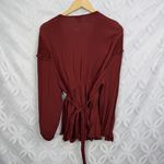 Torrid Crinkle Gauze Lace Inset Surplice Wrap Top Reddish Brown Size 3X Photo 4