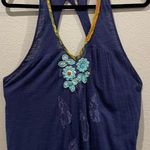 Free People Hippie Navy Embroidered V-Neck Sleeveless Top Photo 0
