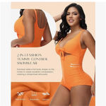 NEW SHAPSHE Tummy Control 1 Pc Swimsuit Slimming Built in Shapewear XL Orange Photo 4