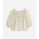 Madewell Embroidered Shirred Puff Sleeve Top Blouse Floral Eyelet Cream XXS NWT Photo 4