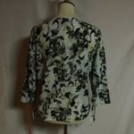 Ellen Tracy Floral V-Neck Blouse Lightweight Tie Sleeve Top Photo 10
