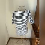 Chico's Chico’s size 1 black white stripe vneck short sleeve ultimate tee M 100% cotton Photo 7