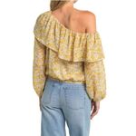 ASTR 💕 THE LABEL💕 Ruffle One Shoulder Top ~ Yellow Floral Print XS NWT Photo 2
