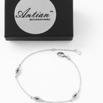 Antian Accessories™ Evil Eye Bracelet White Gold & Silver Plated Photo 2