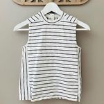 Madewell Striped Mock Neck Sleeveless Top White/Blue Sz XXS Photo 0