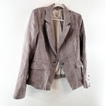 Free People Houndstooth Single Breasted Chess Linen Blazer Garnet Combo M Photo 4