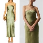 Revolve SNDYS Angelina Neck Tie Maxi Dress Satin Green Size S NWT $125 Photo 1