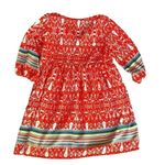 Emetla Orange and White Abstract Pattern Dress Photo 2