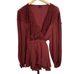 Torrid Crinkle Gauze Lace Inset Surplice Wrap Top Reddish Brown Size 3X Photo 1