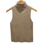 All:Row Nadia Sleeveless Turtleneck Top Ribbed Knit Neutral‎ Beige Medium Tan Photo 2