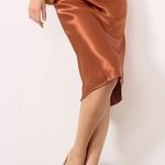 Michael Stars Skirt SZ Medium Leila Bias Cut Midi NWOT Toffee Satin Pull On NEW Photo 0