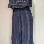 Japna Blue Strapless Jumpsuit with Patterned Details Photo 0