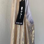 Dolls Kill Poster Girl gold iridescent cowlneck spaghetti strap formal gown Photo 8