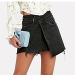 AGOLDE Criss Cross Asymmetrical Denim Mini Skirt in Pivot Black Jean Size 28 Photo 2
