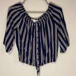 Urban Heritage  Rayon Crop Top. Size‎ Small. Navy striped. Photo 0