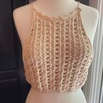 Listicle Crochet Festival Fairy Summer Halter Top in Tan Photo 0